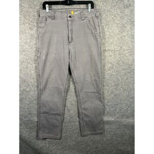 Carhartt Relaxed Fit Canvas Work Pants Mens Size 34x32 Gray Carpenter Utility‎
